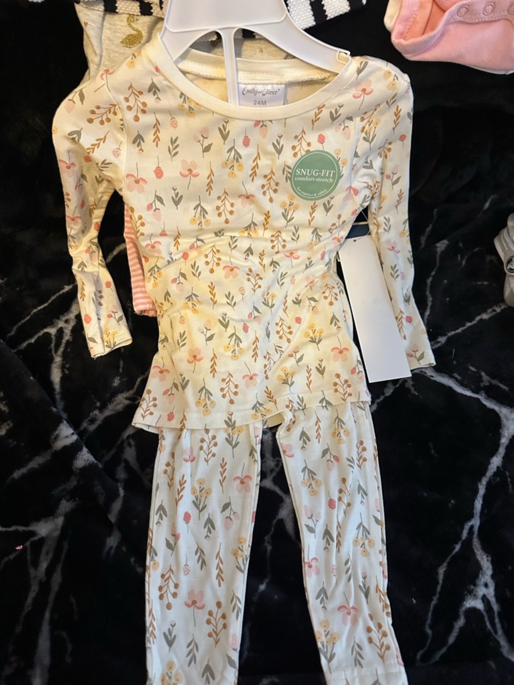Snug-Fit Floral Cream Kids Pajama Set - 24M